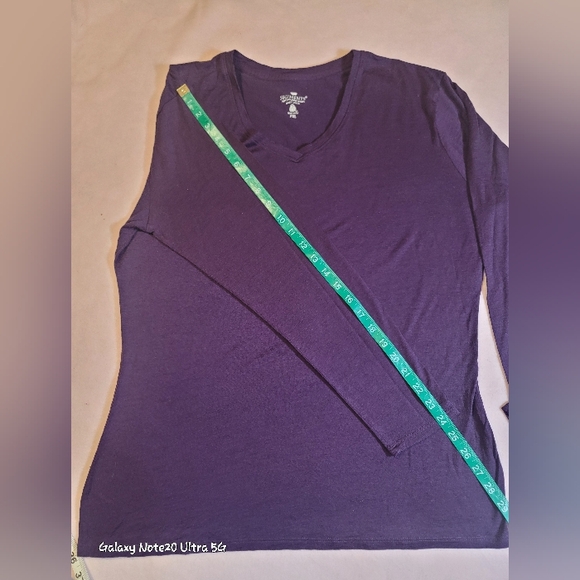 0873. Woolrich ~ Deep Purple ~ XXL ~ V-Neck Long Sleeve Top - Picture 5 of 6